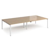 Adapt double back to back desks 3200mm x 1600mm - white frame, kendal oak top