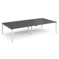 Adapt double back to back desks 3200mm x 1600mm - white frame, storm grey top