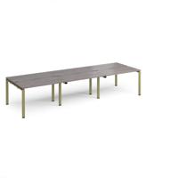 Adapt triple back to back desks 3600mm x 1200mm - green frame, grey oak top