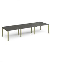 Adapt triple back to back desks 3600mm x 1200mm - green frame, storm grey top