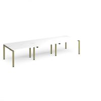 Adapt triple back to back desks 3600mm x 1200mm - green frame, white top