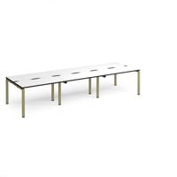Adapt triple back to back desks 3600mm x 1200mm - green frame, white top, black edge