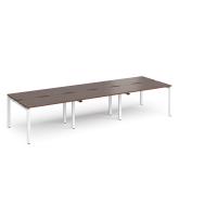 Adapt triple back to back desks 3600mm x 1200mm - white frame, walnut top