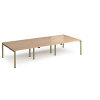 Adapt triple back to back desks 3600mm x 1600mm - green frame, beech top