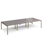 Adapt triple back to back desks 3600mm x 1600mm - green frame, grey oak top