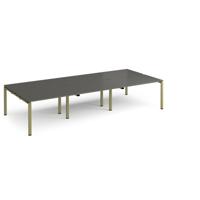 Adapt triple back to back desks 3600mm x 1600mm - green frame, storm grey top