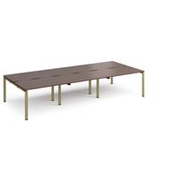Adapt triple back to back desks 3600mm x 1600mm - green frame, walnut top