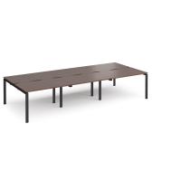 Adapt triple back to back desks 3600mm x 1600mm - black frame, walnut top