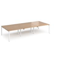 Adapt triple back to back desks 3600mm x 1600mm - white frame, beech top