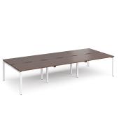 Adapt triple back to back desks 3600mm x 1600mm - white frame, walnut top