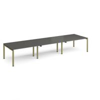 Adapt triple back to back desks 4200mm x 1200mm - green frame, storm grey top
