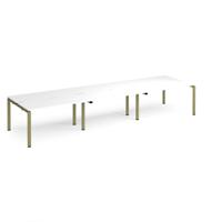 Adapt triple back to back desks 4200mm x 1200mm - green frame, white top