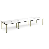 Adapt triple back to back desks 4200mm x 1200mm - green frame, white top, black edge