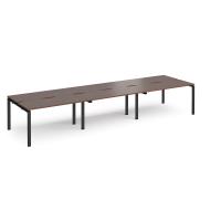 Adapt triple back to back desks 4200mm x 1200mm - black frame, walnut top