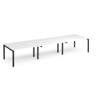 Adapt triple back to back desks 4200mm x 1200mm - black frame, white top