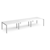 Adapt triple back to back desks 4200mm x 1200mm - silver frame, white top