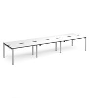 Adapt triple back to back desks 4200mm x 1200mm - silver frame, white top, black edge