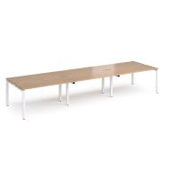 Adapt triple back to back desks 4200mm x 1200mm - white frame, beech top