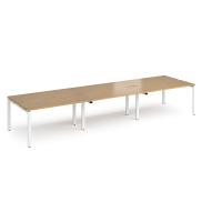 Adapt triple back to back desks 4200mm x 1200mm - white frame, oak top