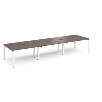 Adapt triple back to back desks 4200mm x 1200mm - white frame, walnut top