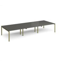 Adapt triple back to back desks 4200mm x 1600mm - green frame, storm grey top