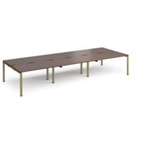 Adapt triple back to back desks 4200mm x 1600mm - green frame, walnut top