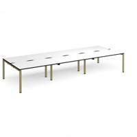 Adapt triple back to back desks 4200mm x 1600mm - green frame, white top, black edge