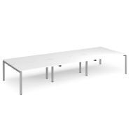 Adapt triple back to back desks 4200mm x 1600mm - silver frame, white top