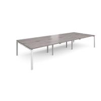 Adapt triple back to back desks 4200mm x 1600mm - white frame, grey oak top