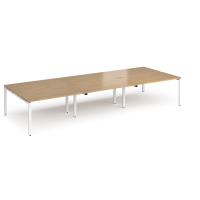 Adapt triple back to back desks 4200mm x 1600mm - white frame, oak top