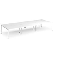 Adapt triple back to back desks 4200mm x 1600mm - white frame, white top