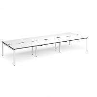 Adapt triple back to back desks 4200mm x 1600mm - white frame, white top, black edge
