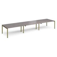 Adapt triple back to back desks 4800mm x 1200mm - green frame, grey oak top