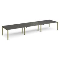 Adapt triple back to back desks 4800mm x 1200mm - green frame, storm grey top