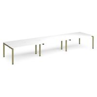 Adapt triple back to back desks 4800mm x 1200mm - green frame, white top