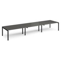 Adapt triple back to back desks 4800mm x 1200mm - black frame, storm grey top