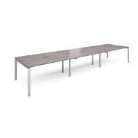 Adapt triple back to back desks 4800mm x 1200mm - silver frame, grey oak top