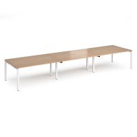 Adapt triple back to back desks 4800mm x 1200mm - white frame, beech top