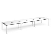 Adapt triple back to back desks 4800mm x 1200mm - white frame, white top, black edge