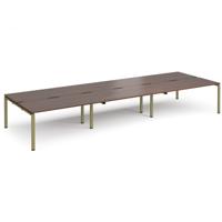 Adapt triple back to back desks 4800mm x 1600mm - green frame, walnut top