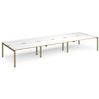Adapt triple back to back desks 4800mm x 1600mm - green frame, white top, oak edge
