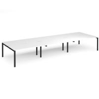 Adapt triple back to back desks 4800mm x 1600mm - black frame, white top