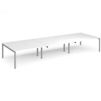 Adapt triple back to back desks 4800mm x 1600mm - silver frame, white top