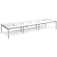 Adapt triple back to back desks 4800mm x 1600mm - silver frame, white top, black edge