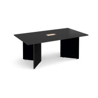 Arrow head leg rectangular boardroom table 1800mm x 1000mm with central cutout 272mm x 132mm - Black