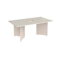 Arrow head leg rectangular boardroom table 1800mm x 1000mm with central cutout 272mm x 132mm - Light Grey