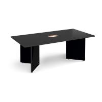 Arrow head leg rectangular boardroom table 2000mm x 1000mm with central cutout 272mm x 132mm - Black