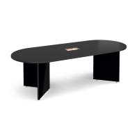 Arrow head leg radial end boardroom table 2400mm x 1000mm with central cutout 272mm x 132mm - Black