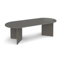 Arrow head leg radial end boardroom table 2400mm x 1000mm - Onyx Grey
