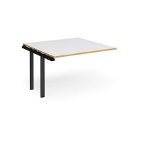 Adapt boardroom table add on unit 1200mm x 1200mm - black frame, white top with oak edging